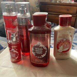Bath & Body Works Winter Candy Apple Collection - Red and Cream